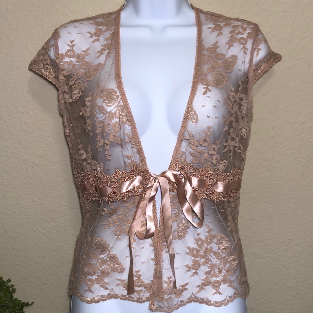 CDIV Petite pink Sheer lace top - Picture 3 of 8